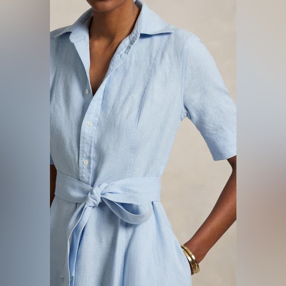 Belted Linen A-Line Shirtdress Midi Polo Ralph Lauren - Picture 4 of 16